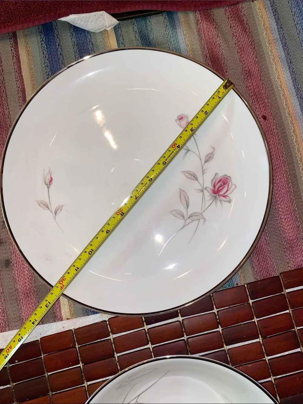Vintage Seizan White Porcelain Dinner and Serving Bowls with Pink Rose Motif